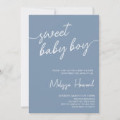 Moderne Boho Minimalist Boy Blue Baby shower Kaart (Voorkant)
