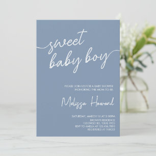 Moderne Boho Minimalist Boy Blue Baby shower Kaart