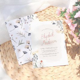 Moderne Boho Minimalistische Bloemrijke Script Bru Kaart