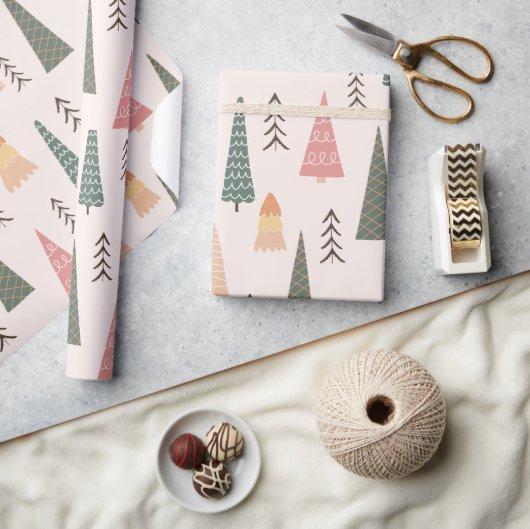Moderne Boho minimalistische kerstboom Cadeaupapier (Crafts)