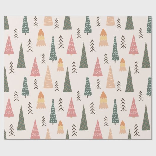 Moderne Boho minimalistische kerstboom Cadeaupapier (Vlak)