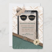 Moderne Boho Mobiele Telefoon Verjaardag Uitnodigi Kaart (Voorkant)