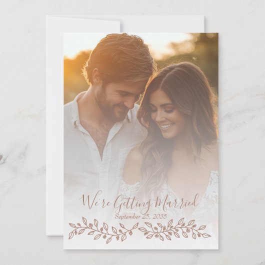 Moderne Boho Mocha Mousse Botanische Fotobruiloft Save The Date (Achterkant)