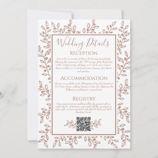 Moderne Boho Mocha Mousse Botanische Minimale brui Kaart (Achterkant)