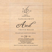 Moderne Boho Monogram Acryl Trouw Uitnodiging (Voorkant)