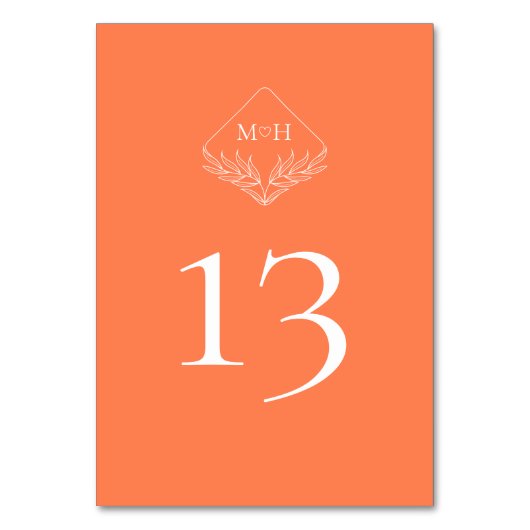 Moderne Boho Monogram Koraal Roze Sinaasappel Huwe Kaart (Achterkant)