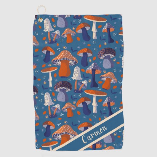 Moderne Boho Mushroom Patroon Meisje Golfer Golfhanddoek (Voorkant)