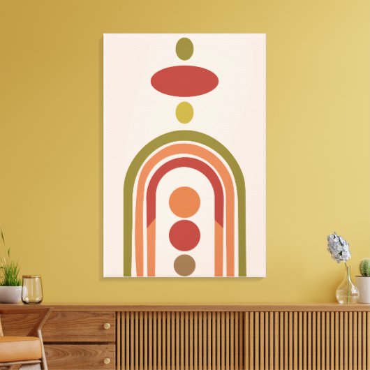 Moderne Boho muurkunst, midden eeuw groot canvas Afdruk (Insitu (Woonkamer))