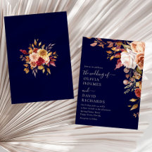 Moderne Boho Navyblauw Verbrand Oranje Bloemige Br
