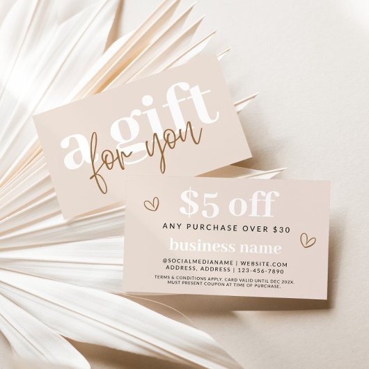 Moderne Boho Neutral Coupon Discount Kaart