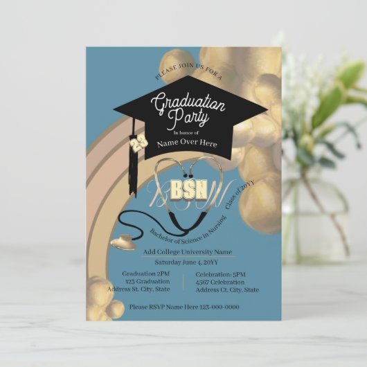 Moderne Boho Neutrale Arc Blue Nurse Afstudeerder  Kaart (Staand voorkant)