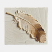 Moderne Boho Neutrale Beige 3D Textuur Veer Kunst Fleece Deken (Voorkant (Horizontaal))