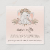 Moderne Boho Olifant Baby shower Luier Raffle Informatiekaartje (Voorkant)