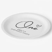 Moderne Boho One Heart Eerste Verjaardag Papieren Bordje (Gekanteld)