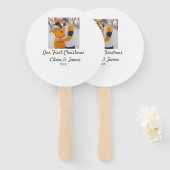 Moderne boho onze eerste kerstfoto paar naam handwaaier (Voorkant en achterkant)