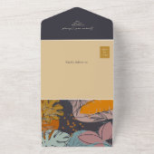 Moderne Boho Oranje Bruiloft All In One Uitnodiging (Buitenkant)