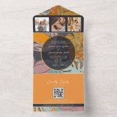 Moderne Boho Oranje Bruiloft All In One Uitnodiging (Binnen)