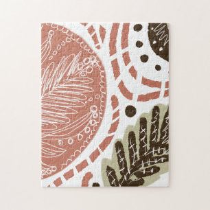 Moderne Boho Organische Doodles Bruin Legpuzzel