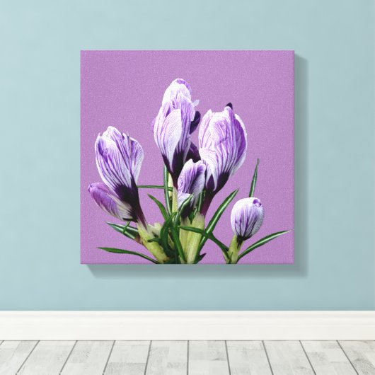 Moderne boho paarse bloemen trendy digitale kunst canvas afdruk (Insitu (Houten vloer))