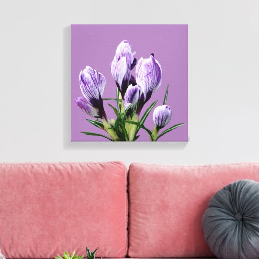 Moderne boho paarse bloemen trendy digitale kunst canvas afdruk (Insitu (Woonkamer))