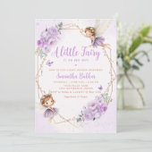 Moderne Boho Paarse Een kleine Fairy Girl Baby sho Kaart (Staand voorkant)