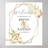 Moderne Boho Palm Orchids Huwelijk Welkom Poster (Voorkant)