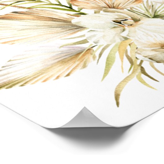 Moderne Boho Palm Orchids Huwelijk Welkom Poster (Hoek)