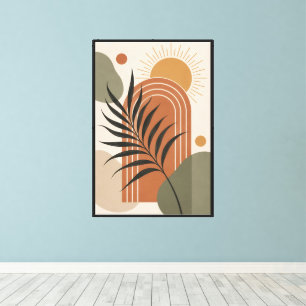 Moderne Boho Palmblad Kunstposter Canvas Afdruk