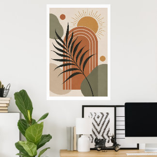 Moderne Boho Palmblad Kunstposter Poster