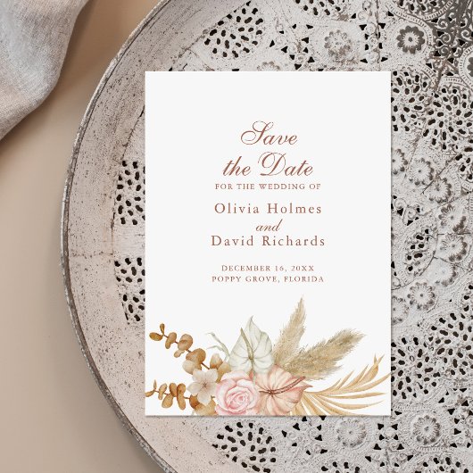 Moderne Boho Pampagras Minimalistische 'Save the D Save The Date