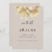 Moderne Boho Pampas Gras Bloem Roze Natuurlijk Save The Date (Voorkant / Achterkant)