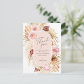 Moderne Boho Pampas gras bloemboog dank u Briefkaart (Staand voorkant)