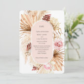 Moderne Boho Pampas Gras Bloemenboog Blush Pink Kaart (Staand voorkant)