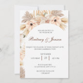 Moderne Boho Pampas Gras Boog Bruiloft Kaart (Voorkant)