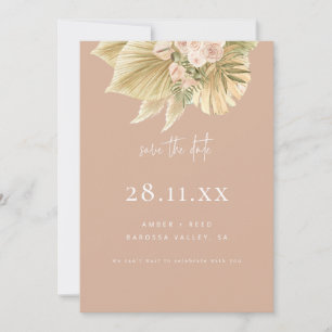 Moderne Boho Pampas Grass Bloemen Blush Roze Save The Date
