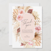 Moderne Boho Pampas Grass Waterverf Bloemenbruilof Bedankkaart (Voorkant)