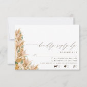 Moderne Boho Pampas Grass Wedding RSVP (Voorkant)
