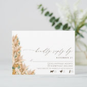 Moderne Boho Pampas Grass Wedding RSVP (Staand voorkant)