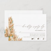 Moderne Boho Pampas Grass Wedding RSVP (Voorkant / Achterkant)