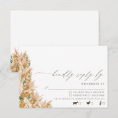 Moderne Boho Pampas Grass Wedding RSVP Kaartje (Voorkant / Achterkant)