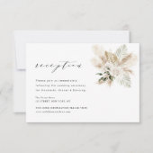 Moderne Boho Pampas Groen Bruiloft Receptie Kaart (Voorkant)