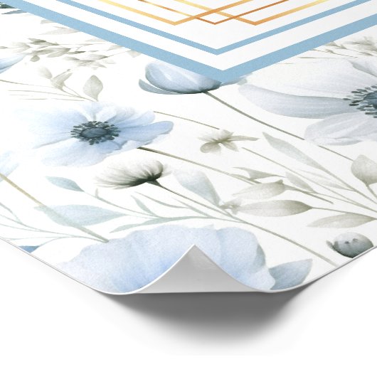 Moderne Boho Pastel Blauw Goud Glitter Zitting Gra Poster (Hoek)