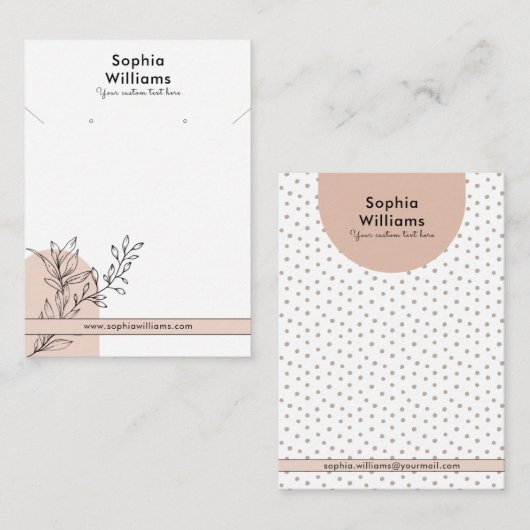 Moderne Boho Pastel Ketting & Oorbel Display Kaart Contactkaartje (Voorkant / Achterkant)