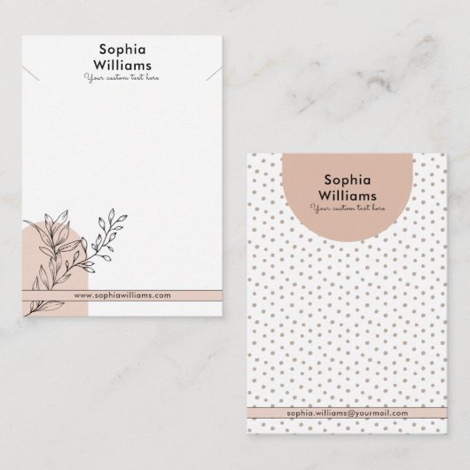 Moderne Boho Pastel Ketting Sieraden Display Kaart Contactkaartje (Voorkant / Achterkant)