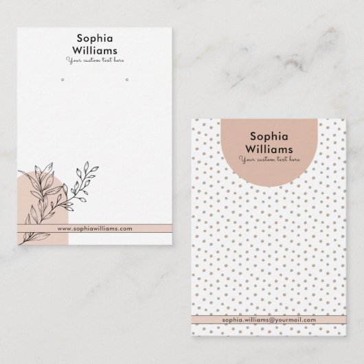 Moderne Boho Pastel Oorbel Sieraden Display Kaart Contactkaartje (Voorkant / Achterkant)