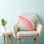 Moderne Boho Pastel Regenboog en Zwarte Stippen Kussen (Stoel)