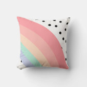 Moderne Boho Pastel Regenboog en Zwarte Stippen Kussen (Voorkant)
