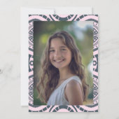 Moderne Boho Patroon Aangepaste Foto Bat Bar Mitzv Kaart (Achterkant)