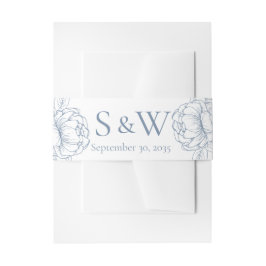 Moderne Boho Periwinkle Blue Floral Minimal Weddin Uitnodigingen Wikkel