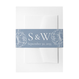 Moderne Boho Periwinkle Blue Floral Minimal Weddin Uitnodigingen Wikkel